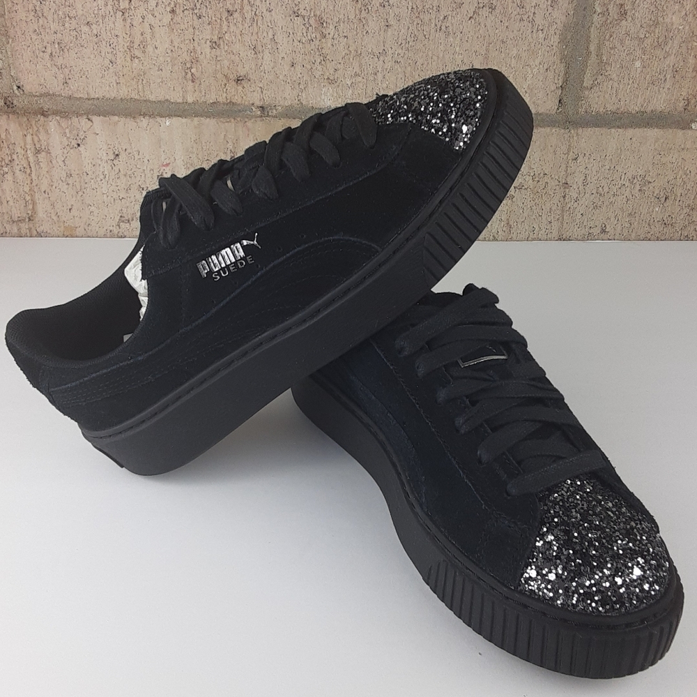 Women's Puma Suede Platform Gem Toe - Picture 3 of 10